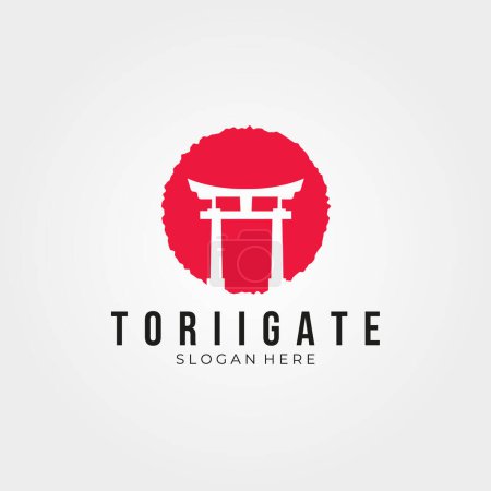 torii gate stamp logo vector illustration vintage