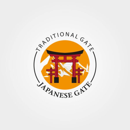 Ilustración de Torii logo de la puerta diseño premium vector vintage e ilustración - Imagen libre de derechos