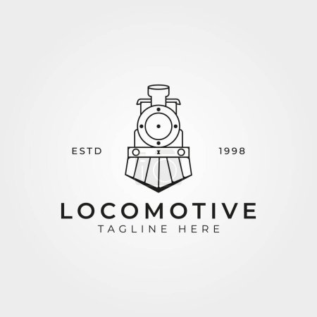 line art locomotive logo vector illustration design, icon and symbol