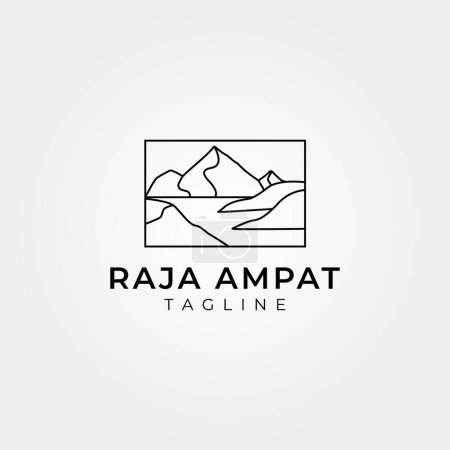 indonesian destination line art, mountain logo vector vintage illustration design