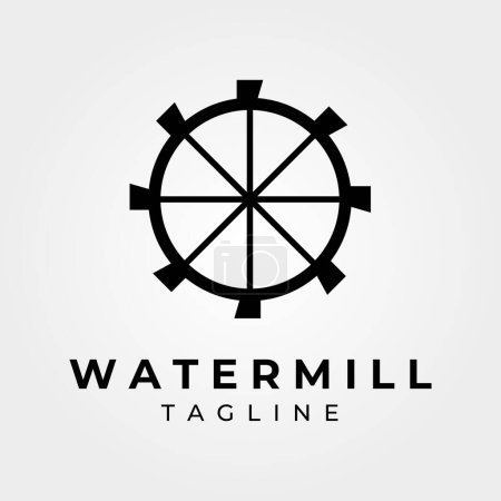 Ilustración de Molino de agua logo vector vintage diseño de ilustración, icono, concepto, simple y minimalista - Imagen libre de derechos