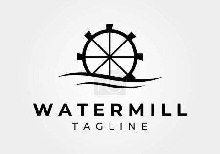 Ilustración de Agua molino logotipo concepto vector icono ilustración diseño vintage - Imagen libre de derechos