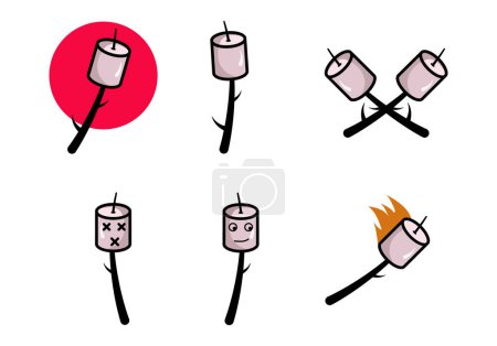 set and collection of marshmallow and stick logo vector illustration design