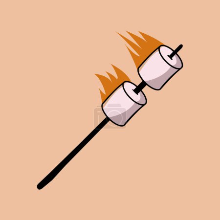 burning marshmallow logo vintage vector illustration design and icon