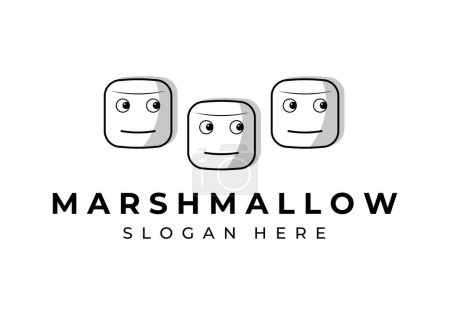 smile marshmallow logo vector vintage illustration design