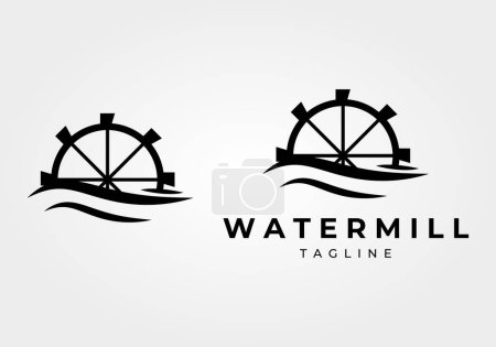 Ilustración de Logotipo del molino de agua concepto vintage vector ilustración diseño, icono, signo y símbolo - Imagen libre de derechos