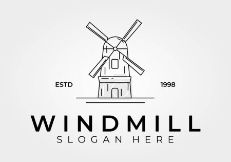 windmill line art logo concept vintage vector illustration design, simple concept logo and sign