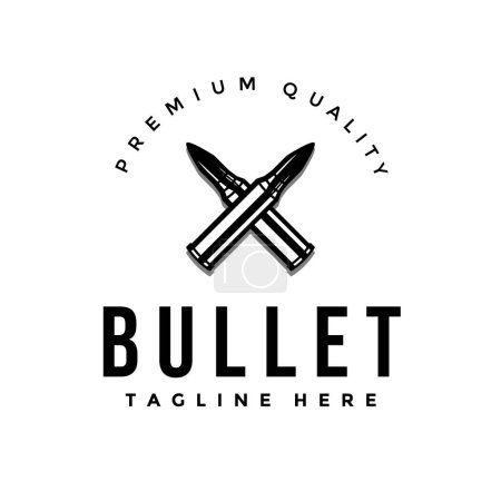 crossed bullet vintage logo vector illustration design, icon, symbol, weapons