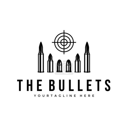 gun bullet ammunition vintage logo vector illustration design, firearms, modern gun, soldier weapon
