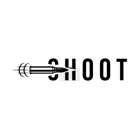 bala disparar logo munición vintage vector ilustración diseño, tienda de armamento, tiro deporte