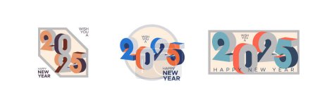 2025 new year with number art wall logo concept. Happy new year 2025 minimalist symbol