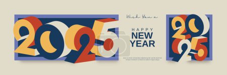 2025 new year with number on art wall concept. Happy new year 2025 modern art banner template