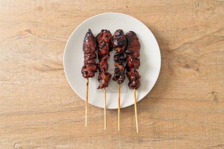 Photo for Grilled chicken liver skewer yakitori serve in izakaya style - Asian food style - Royalty Free Image