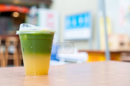 matcha green tea with yuzu soda in Japanese style