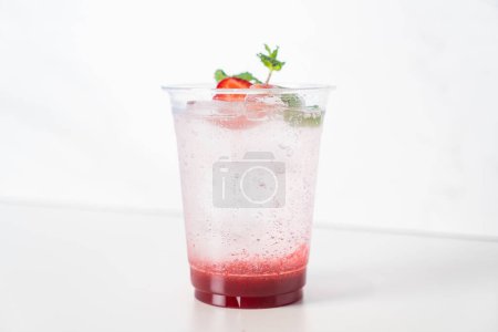 strawberry with soda in glass - Italian soda