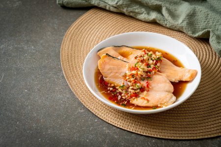 Photo for Poached Trout or Salmon with Yuzu Ponzu Sauce - Royalty Free Image