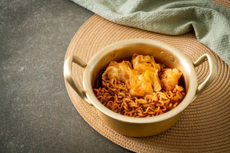 Korean instant noodles with dumplings - Korean food style
