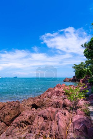 The Pink Coast or Lan Him Chomphu with sea background at Chanthaburi in Thailand
