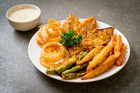 fried mixed vegetable (onions, carrot, baby corn, pumpkin) or tempura - vegetarian food style