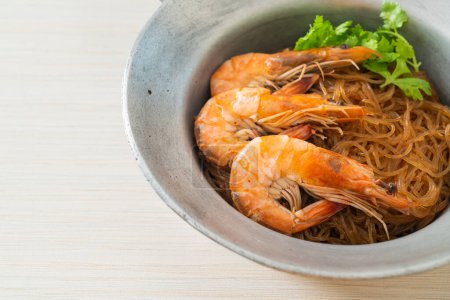 Casseroled or Baked Shrimp with Glass Noodles or Shrimp potted with vermicelli