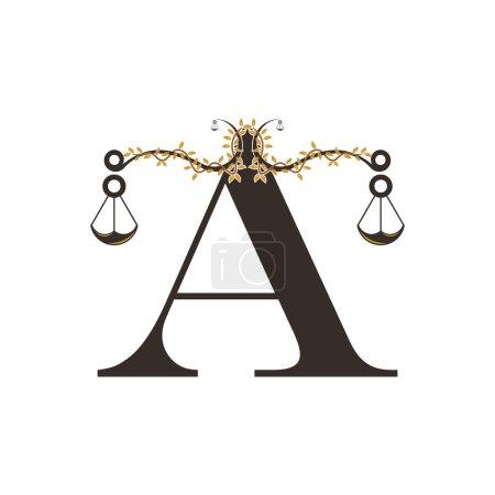 Illustration for Justice logo design with concept letter A - Royalty Free Image
