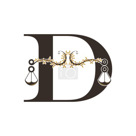 Illustration for Justice logo design with concept letter D - Royalty Free Image