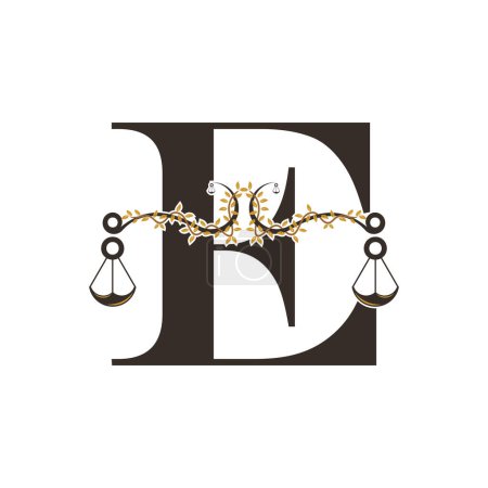 Illustration for Justice logo design with concept letter E - Royalty Free Image