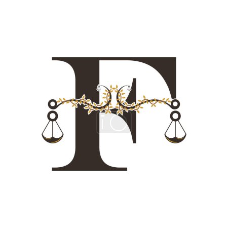 Illustration for Justice logo design with concept letter F - Royalty Free Image