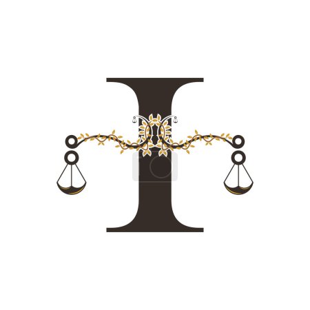Illustration for Justice logo design with concept letter I - Royalty Free Image