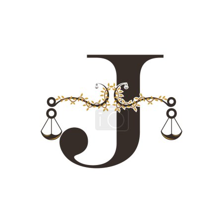 Illustration for Justice logo design with concept letter J - Royalty Free Image
