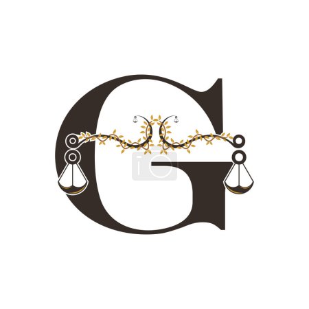 Illustration for Justice logo design with concept letter G - Royalty Free Image