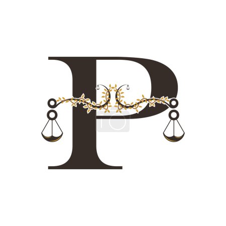 Illustration for Justice logo design with concept letter P - Royalty Free Image