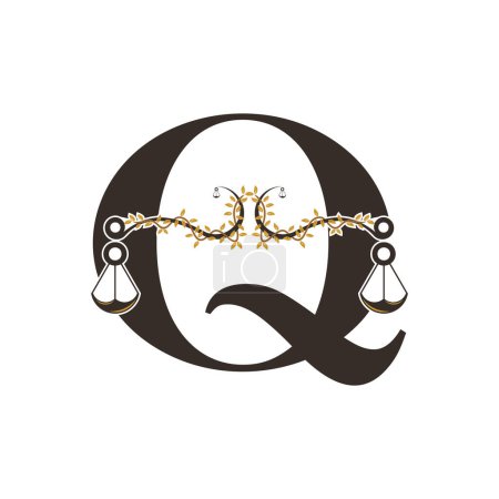 Illustration for Justice logo design with concept letter Q - Royalty Free Image