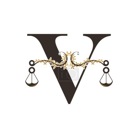 Illustration for Justice logo design with concept letter V - Royalty Free Image