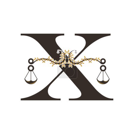 Illustration for Justice logo design with concept letter X - Royalty Free Image