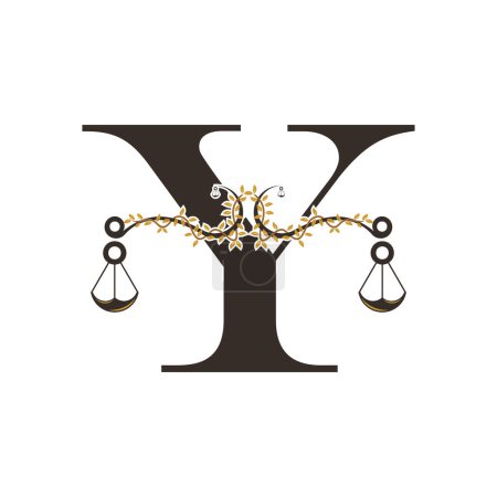 Justiz-Logo-Design mit Konzeptbuchstabe Y