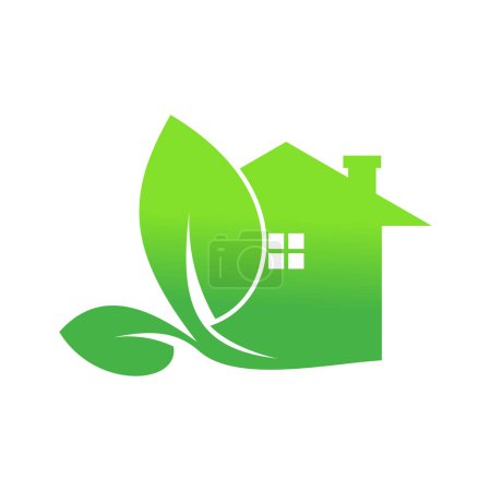 Photo for Green house logo design vector with illustration leaf concept - Royalty Free Image