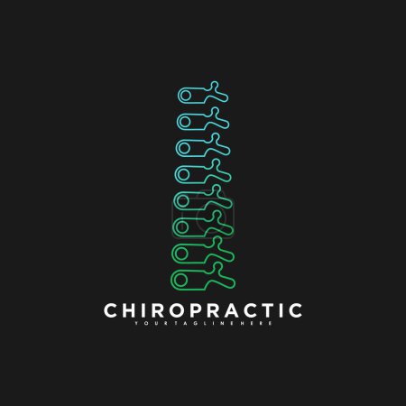 Chiropractic and spine logo design vector with green colour gradient premium concept