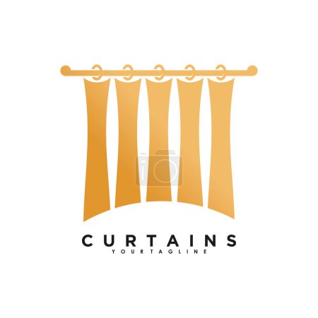 Rideau logo vecteur de conception avec ligne de couleur dorée style de fenêtre d'art et inspiration d'entreprise
