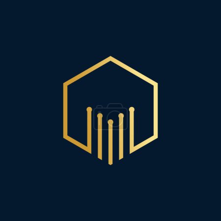 Goldener Gebäude-Logo-Designvektor mit kreativer Idee