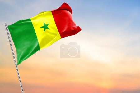 Die senegalesische Flagge weht im Wind. Foto in hoher Qualität