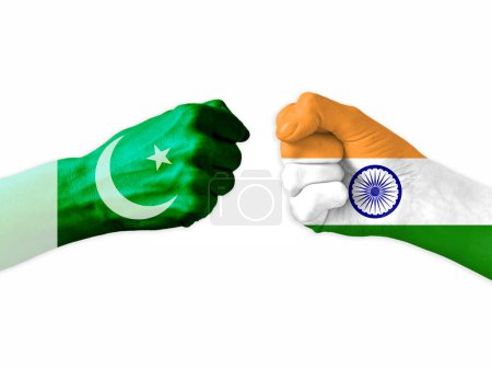 Photo for Two hands punch to each others on white background. isolated flags painted fists, conflict crisis concept between maldives and pakistan - Royalty Free Image