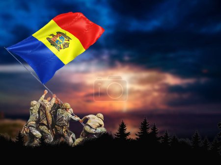 deux mains tenant un drapeau Moldavie