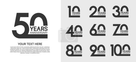 Téléchargez les illustrations : Ensemble de logo anniversaire premium avec couleur dorée isolé sur fond blanc - en licence libre de droit