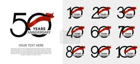 Illustration for Set of anniversary premium logo with black color isolated on white background - Royalty Free Image