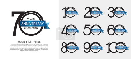 Illustration for Set of anniversary premium logo with black color isolated on white background - Royalty Free Image