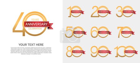 Illustration for Set of anniversary premium logo with gold color isolated on white background - Royalty Free Image