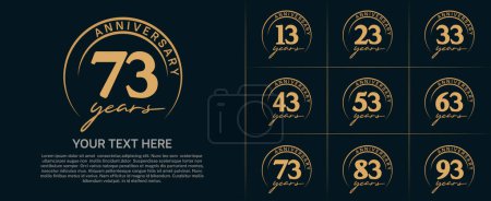 anniversary logotype set vector, brown color with circle for special day celebration