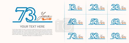 Photo for Anniversary logotype set vector, blue line color for special day celebration - Royalty Free Image