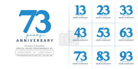 Photo for Anniversary logotype set vector, blue and black color for special day celebration - Royalty Free Image